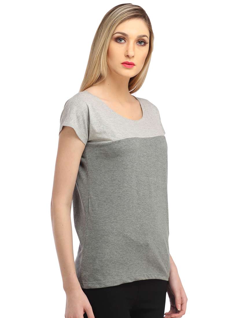 women color blocked round neck regular top - 21711291 -  Standard Image - 1
