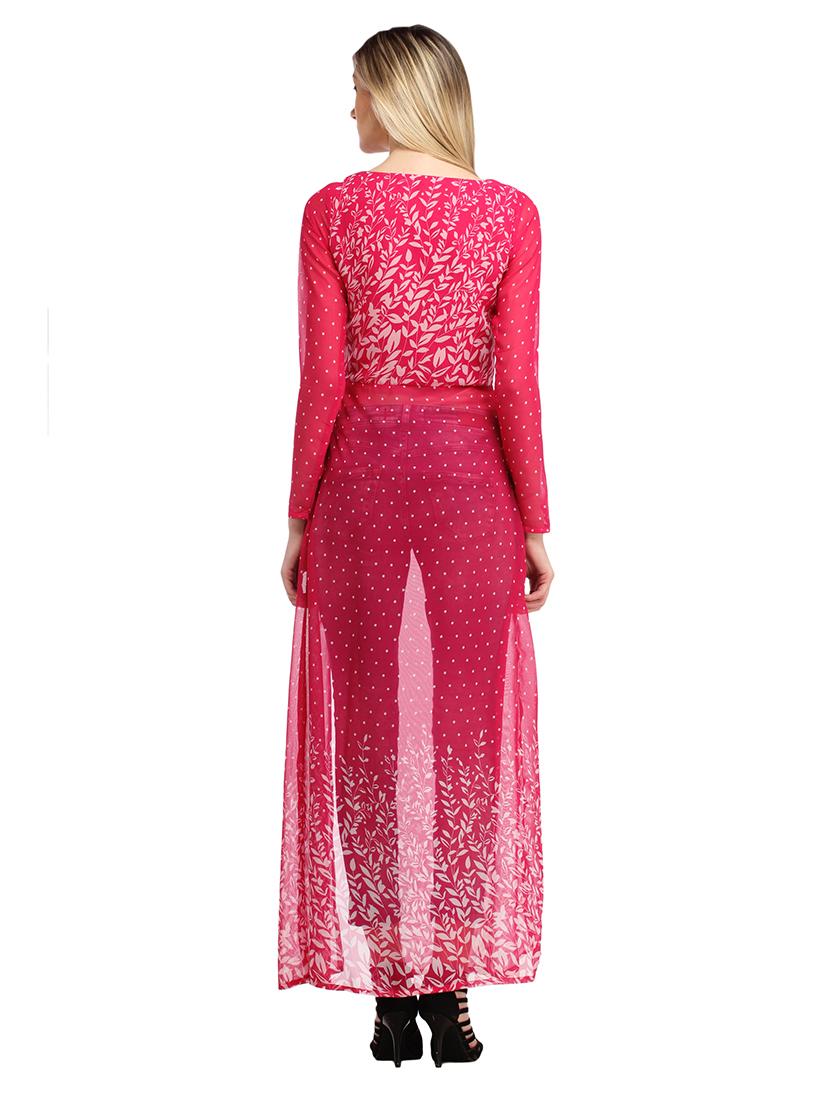 women pink printed front slit long tunic - 21711292 - Standard Image - 4