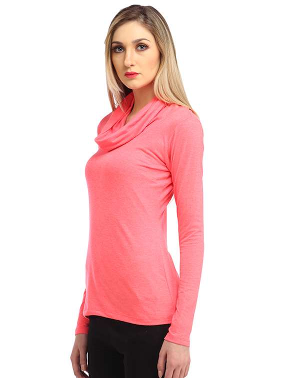 women solid cowl neck long sleeves top - 21711307 - Standard Image - 1