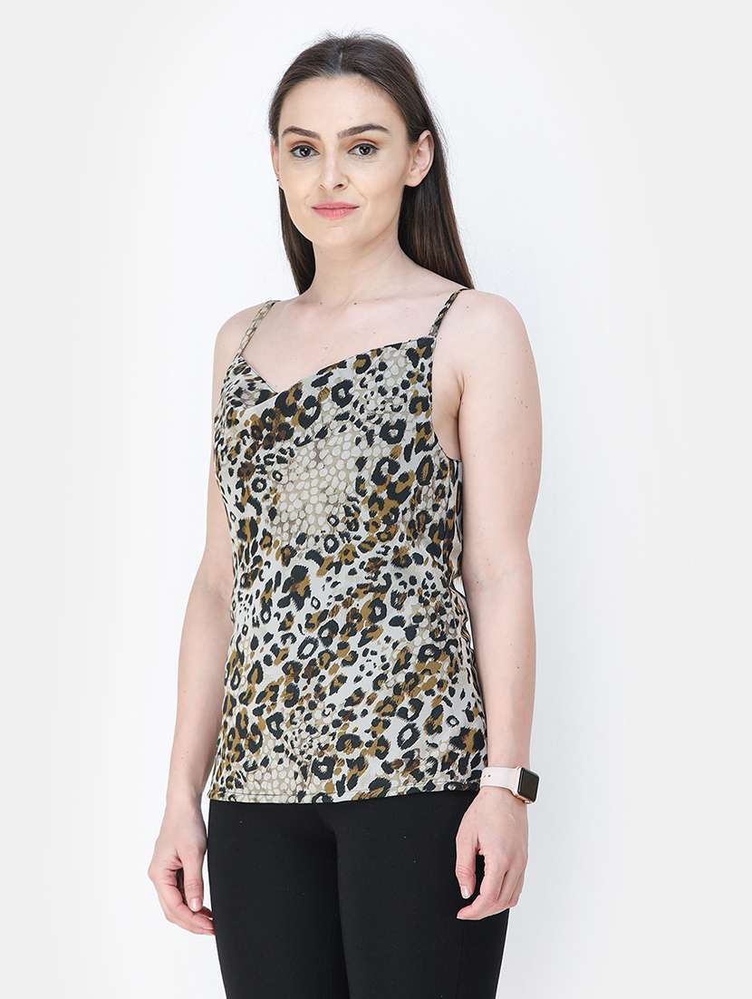 women animal print cowl neck regular top - 21711348 -  Standard Image - 1