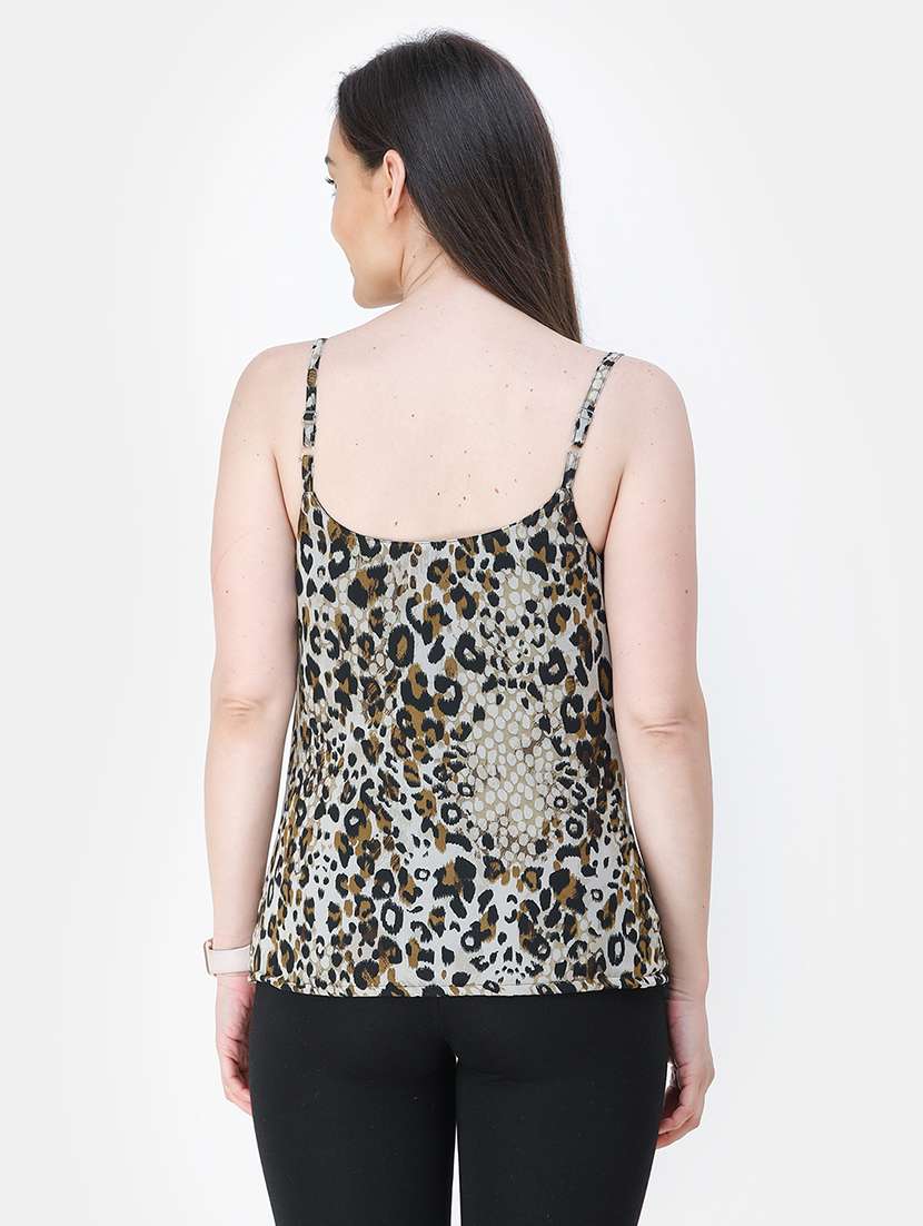 women animal print cowl neck regular top - 21711348 -  Standard Image - 4