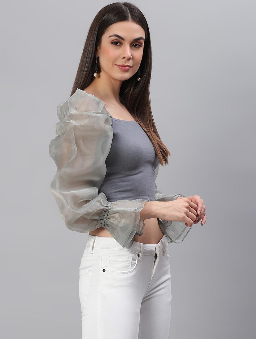 grey cotton regular top - 21711448 -  Standard Image - 1