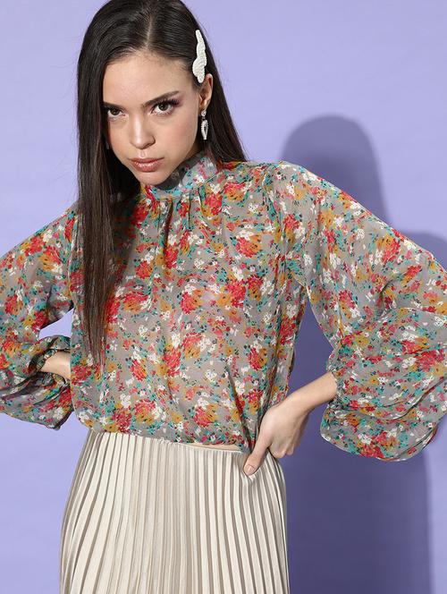 women floral printed blouson top - 21711467 -  Standard Image - 0