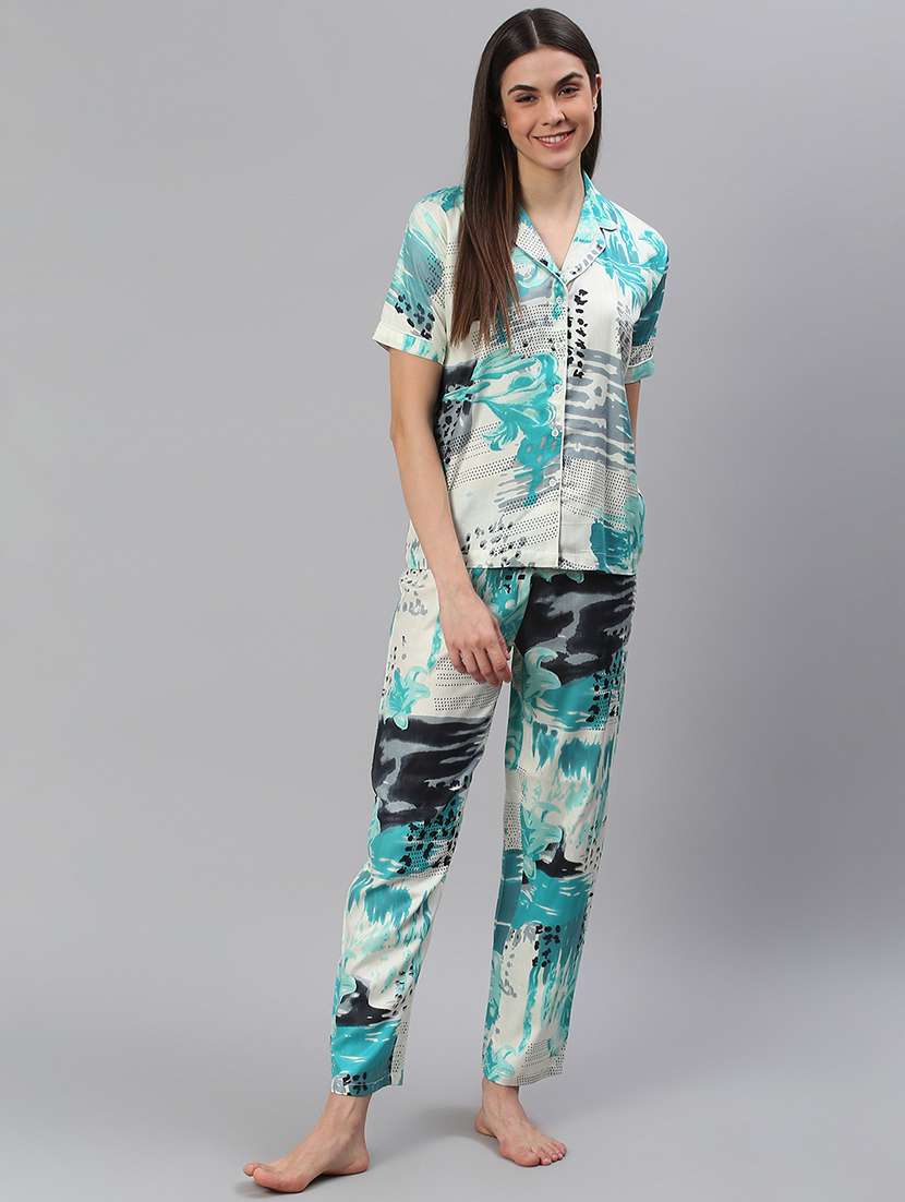 women printed nightwear pyjama set