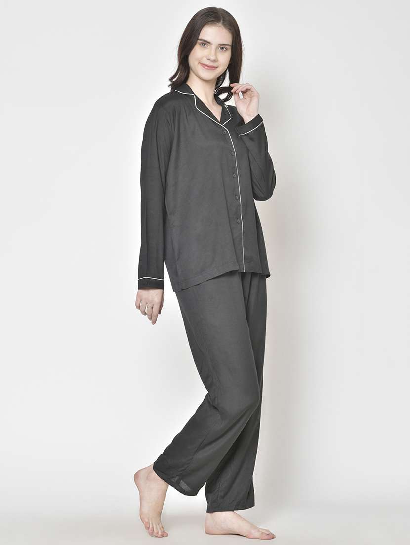 women solid nightwear pyjama set - 21711501 -  Standard Image - 1