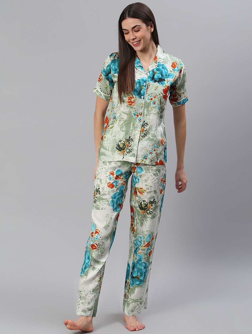 women printed nightwear pyjama set