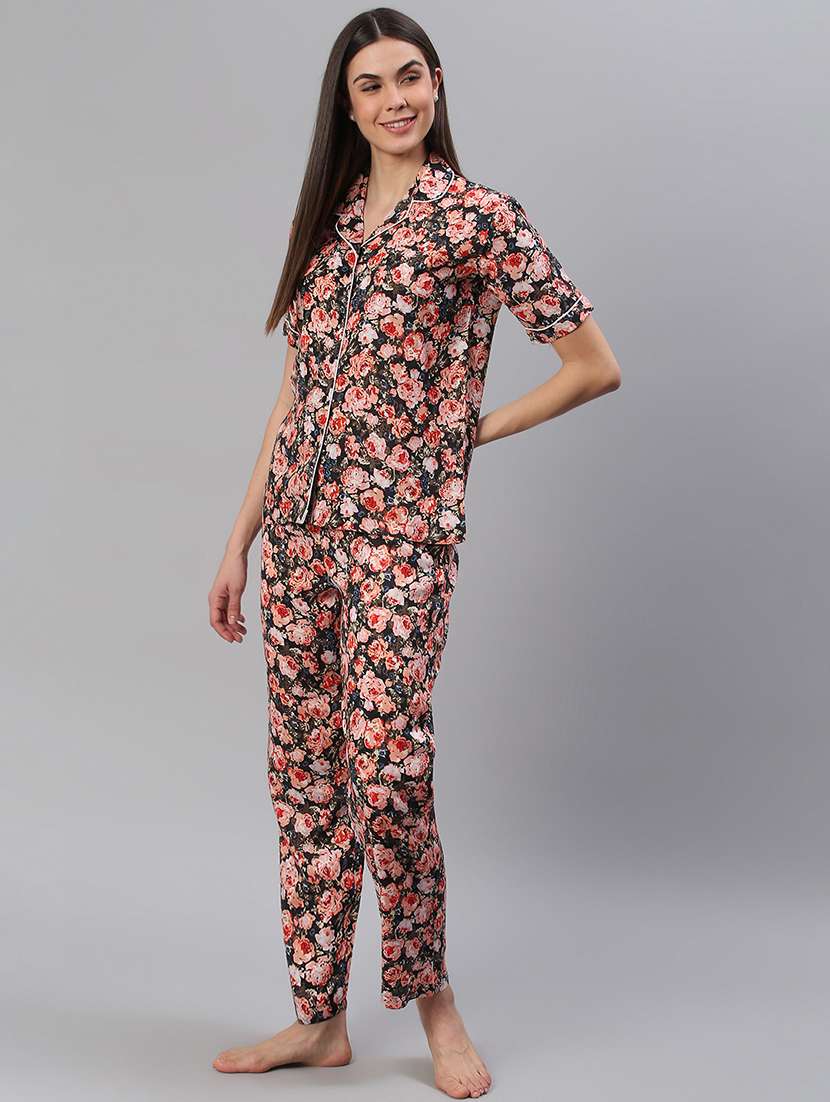women printed nightwear pyjama set - 21711530 -  Standard Image - 1