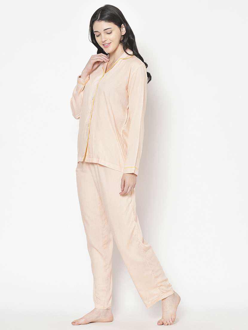 women solid nightwear pyjama set - 21711537 -  Standard Image - 1