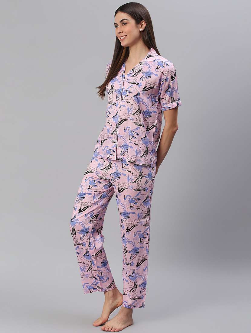 women printed nightwear pyjama set - 21711538 - Standard Image - 1