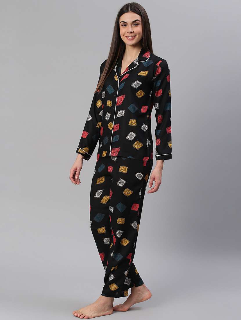 women printed nightwear pyjama set - 21711539 -  Standard Image - 1