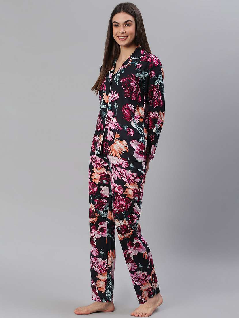 women printed nightwear pyjama set - 21711541 -  Standard Image - 1