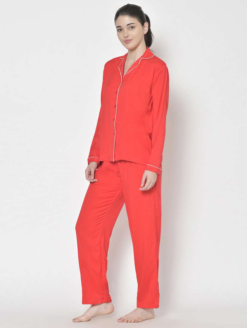 women solid nightwear pyjama set - 21711552 -  Standard Image - 1