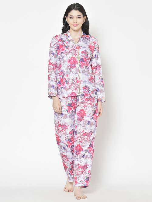women printed nightwear pyjama set - 21711567 -  Standard Image - 0