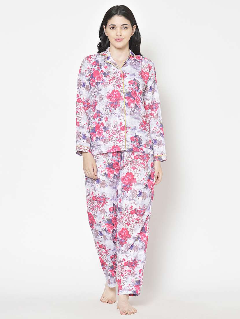 women printed nightwear pyjama set