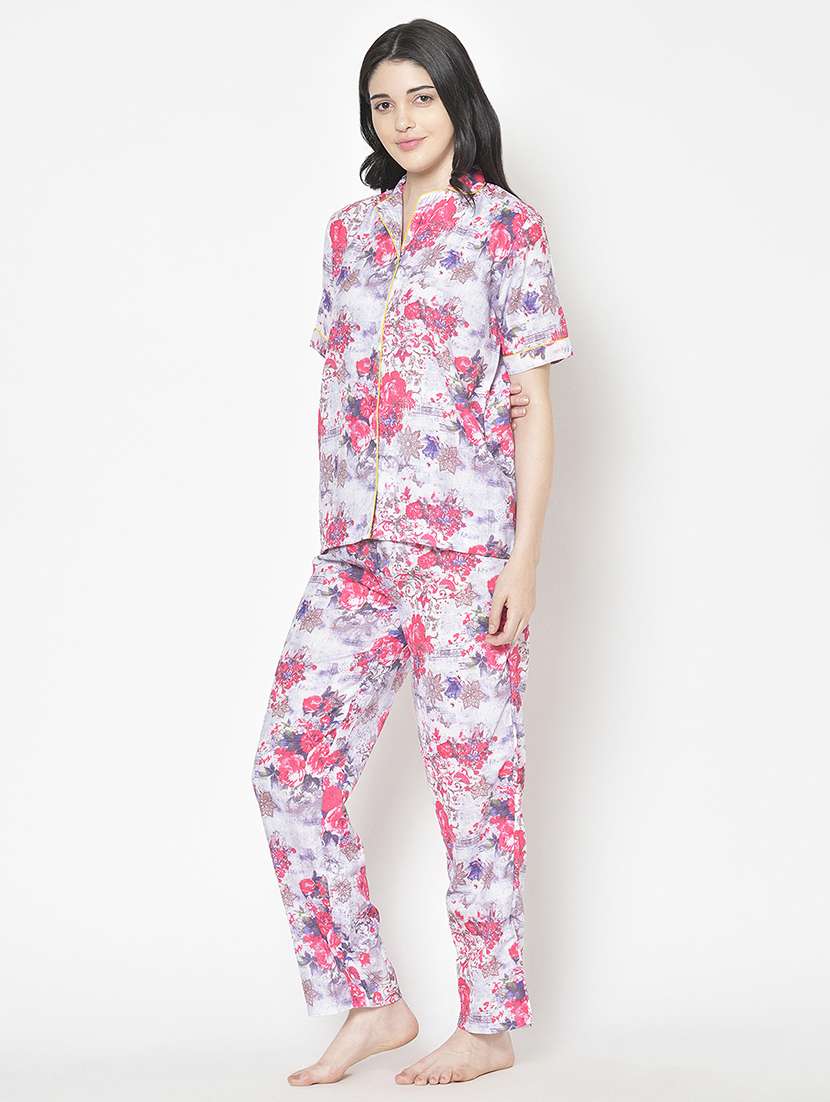women printed nightwear pyjama set - 21711568 -  Standard Image - 1