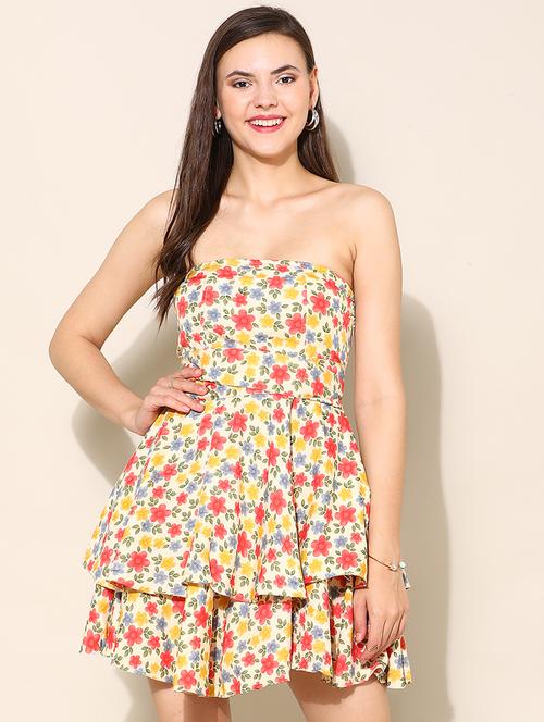 women floral printed layered dress - 21711589 - Standard Image - 0