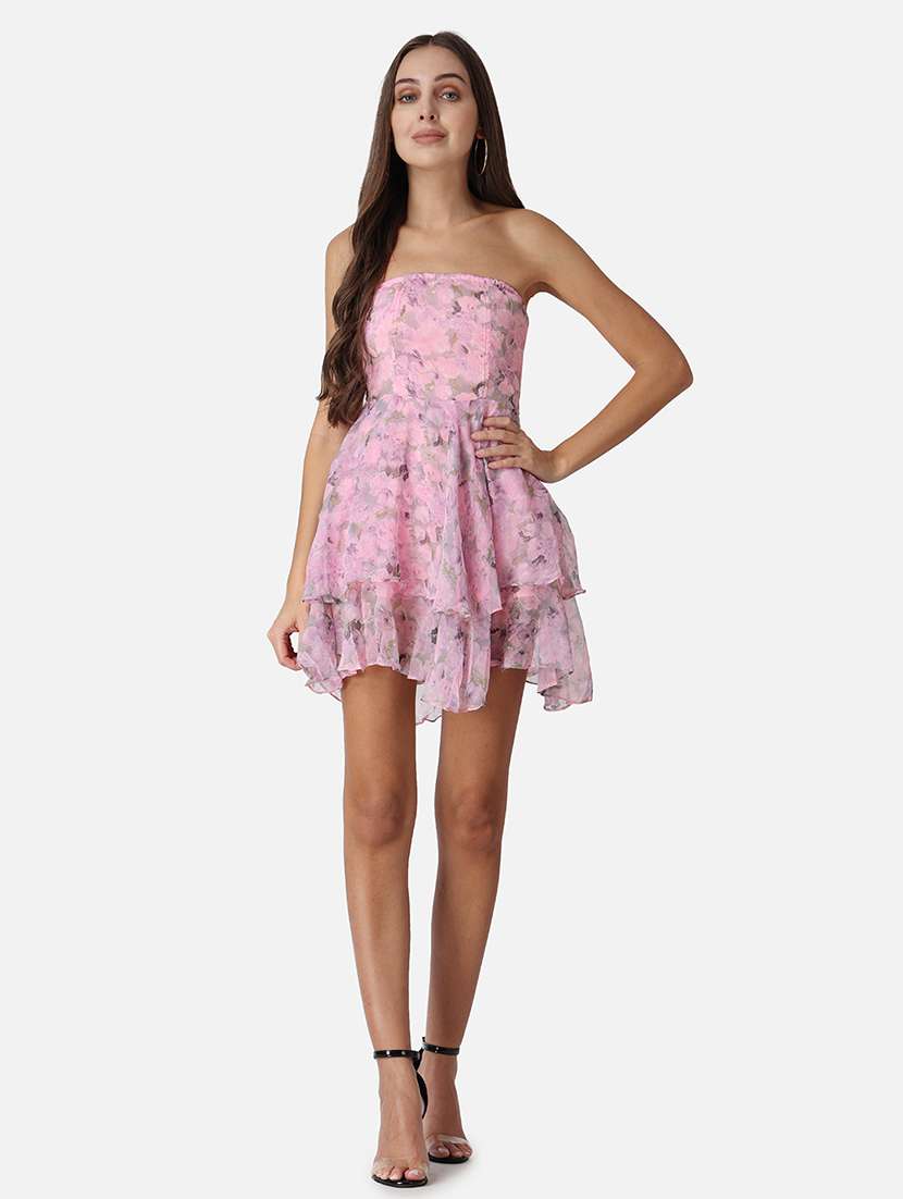 women floral printed layered dress