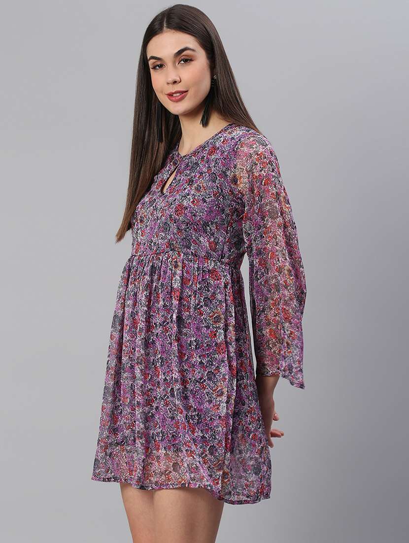 women floral print a-line dress
