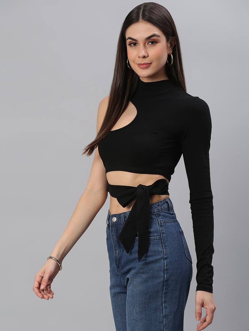 women solid designer crop top - 21711645 - Standard Image - 1