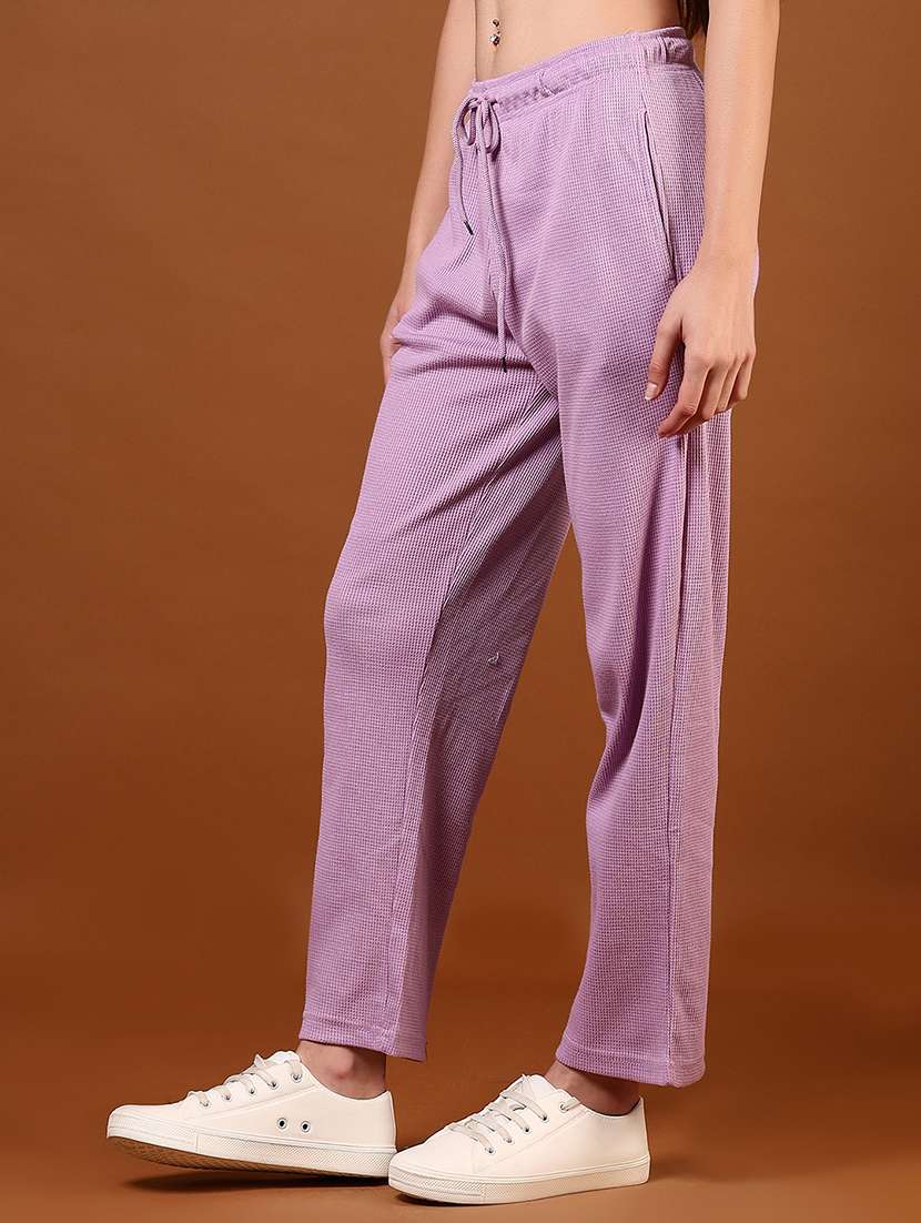 women lavender solid mid rise track pant - 21711676 - Standard Image - 1