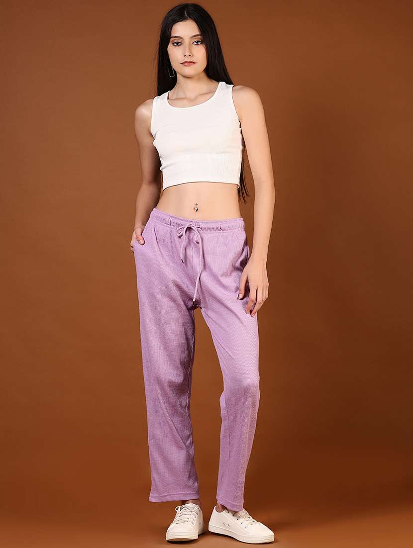 women lavender solid mid rise track pant - 21711676 - Standard Image - 4