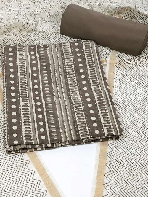 women brown printed unstitched suit - 21711792 -  Standard Image - 0