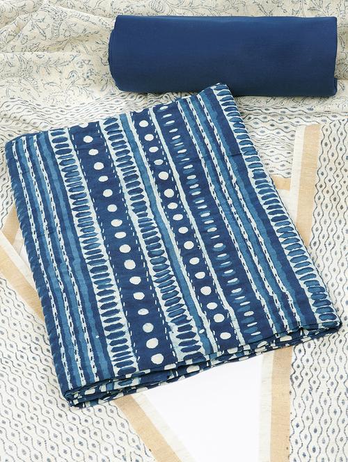 women blue printed unstitched suit - 21711793 -  Standard Image - 0