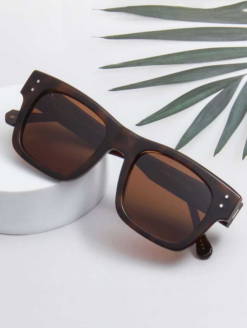 ted-smith unisex brown premium italian acetate sunglasses with  polarized lenses for men & women