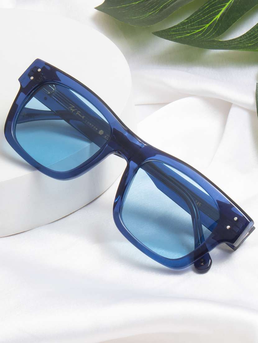ted-smith unisex blue premium italian acetate sunglasses with  polarized lenses for men & women