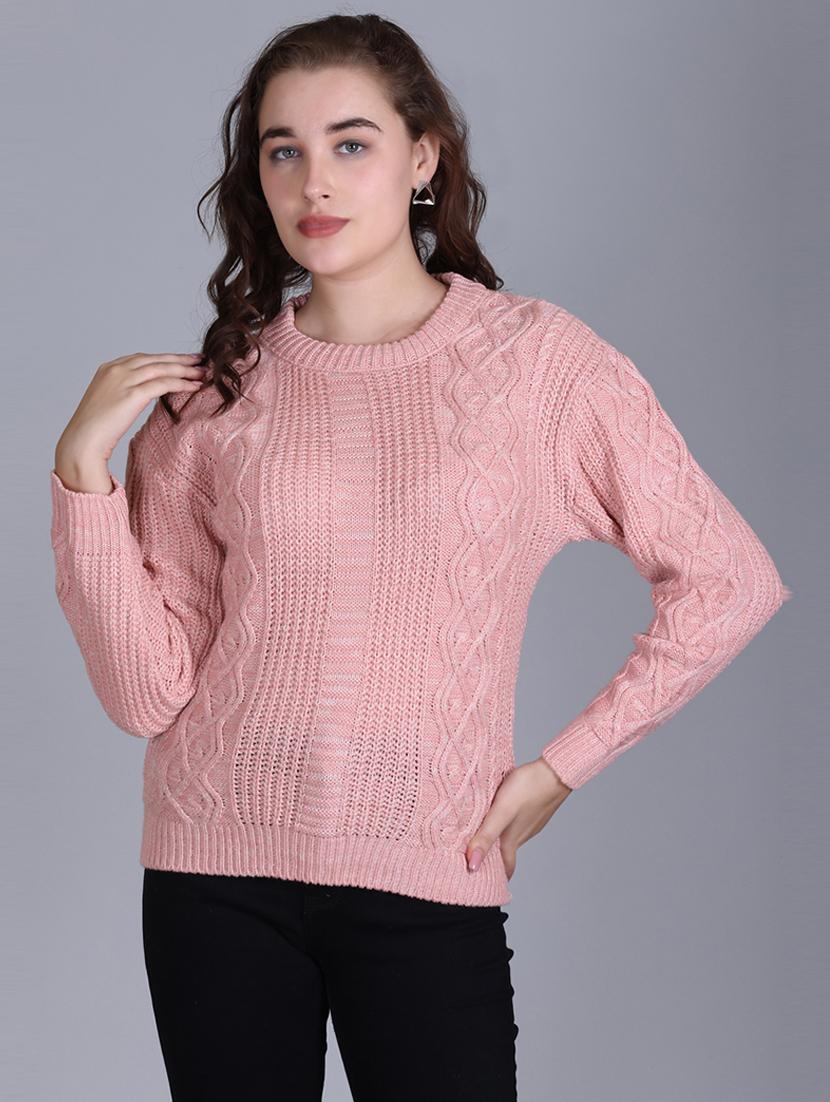 women long sleeves self design pullover - 21711901 - Standard Image - 1