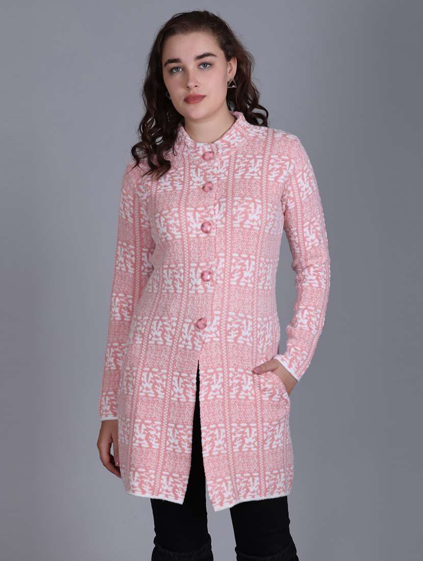 women self design long line coatigan - 21711912 -  Standard Image - 1