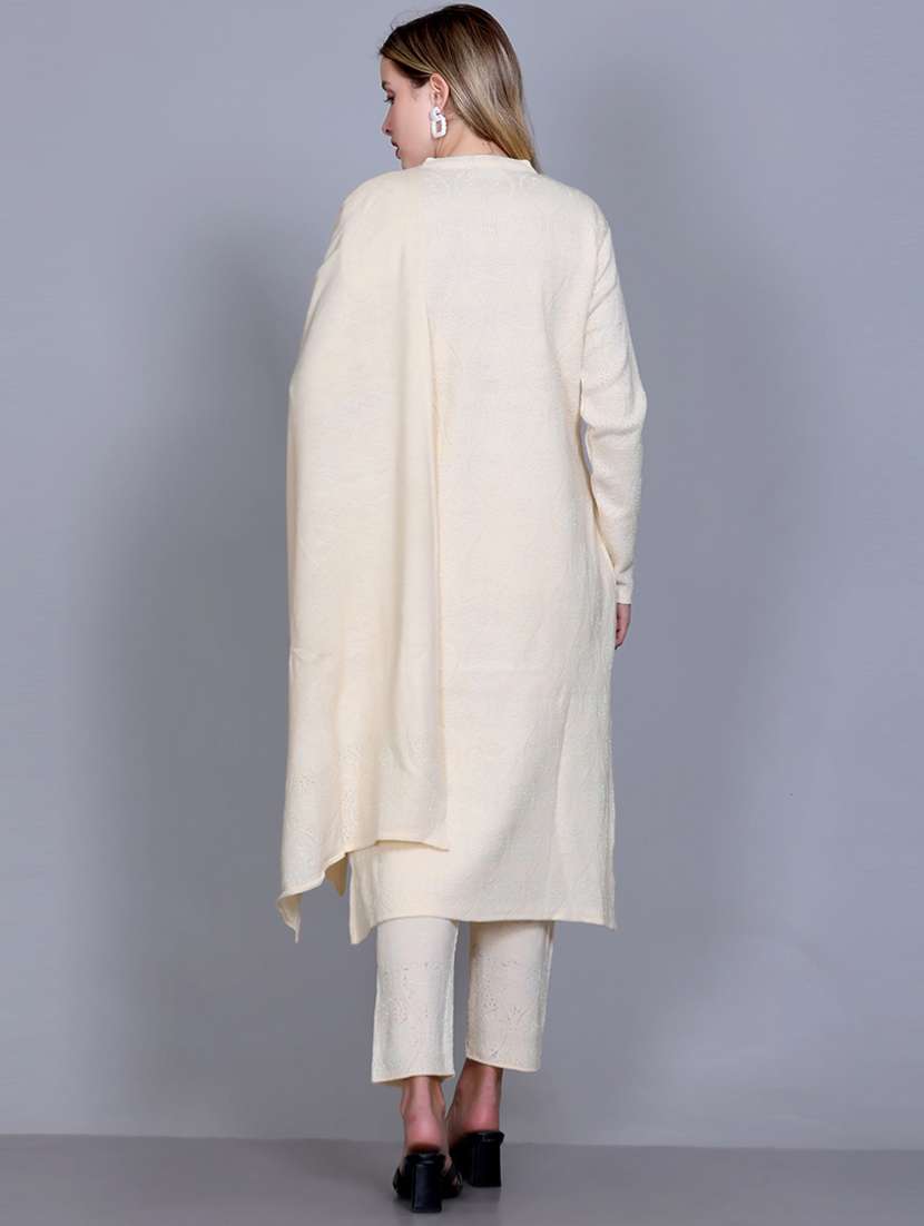 women self design long sleeve suit set - 21711916 - Standard Image - 4