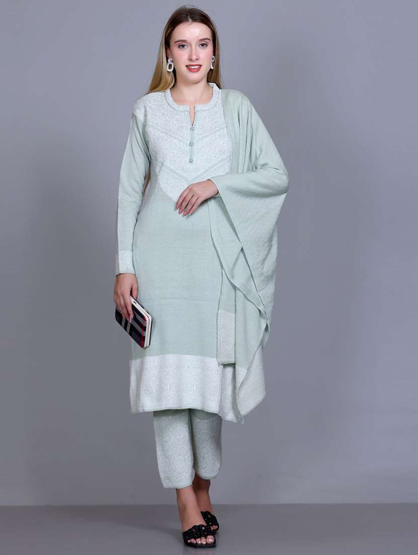 women self design long sleeve suit set - 21711918 - Standard Image - 1