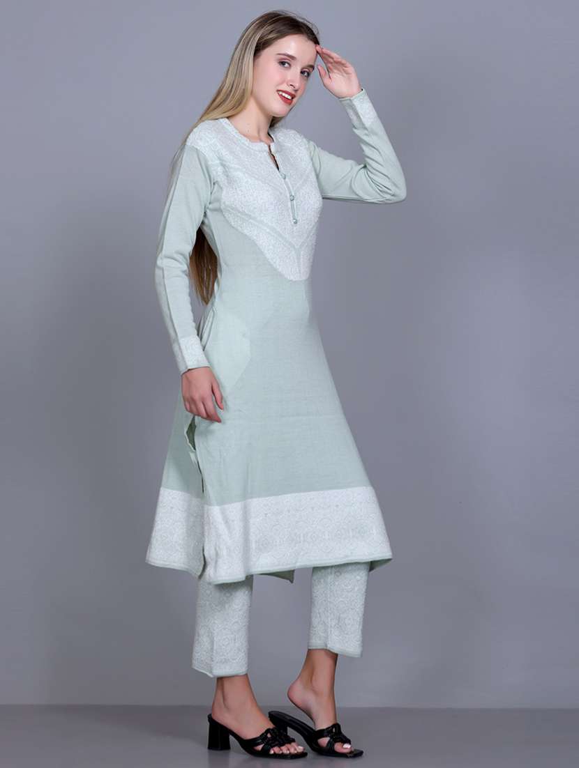 women self design long sleeve suit set - 21711918 - Standard Image - 4