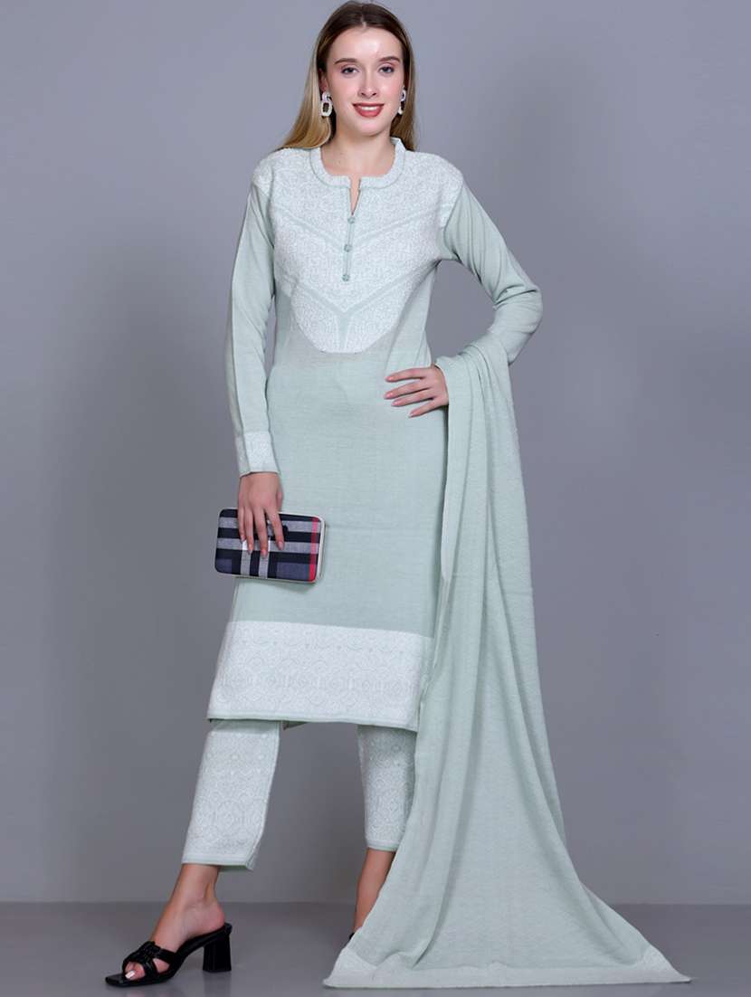 women self design long sleeve suit set - 21711918 - Standard Image - 6