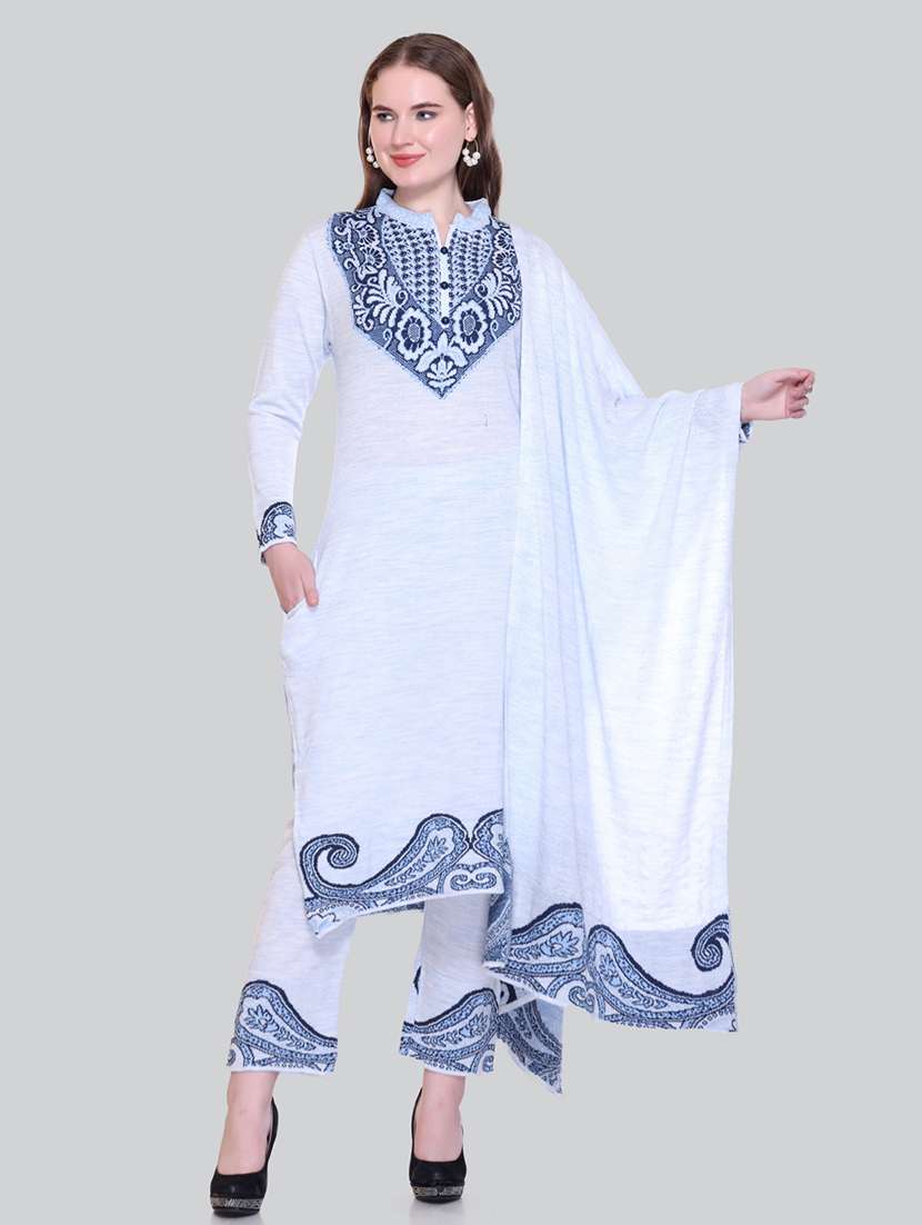 women self design long sleeve suit set - 21711920 - Standard Image - 1