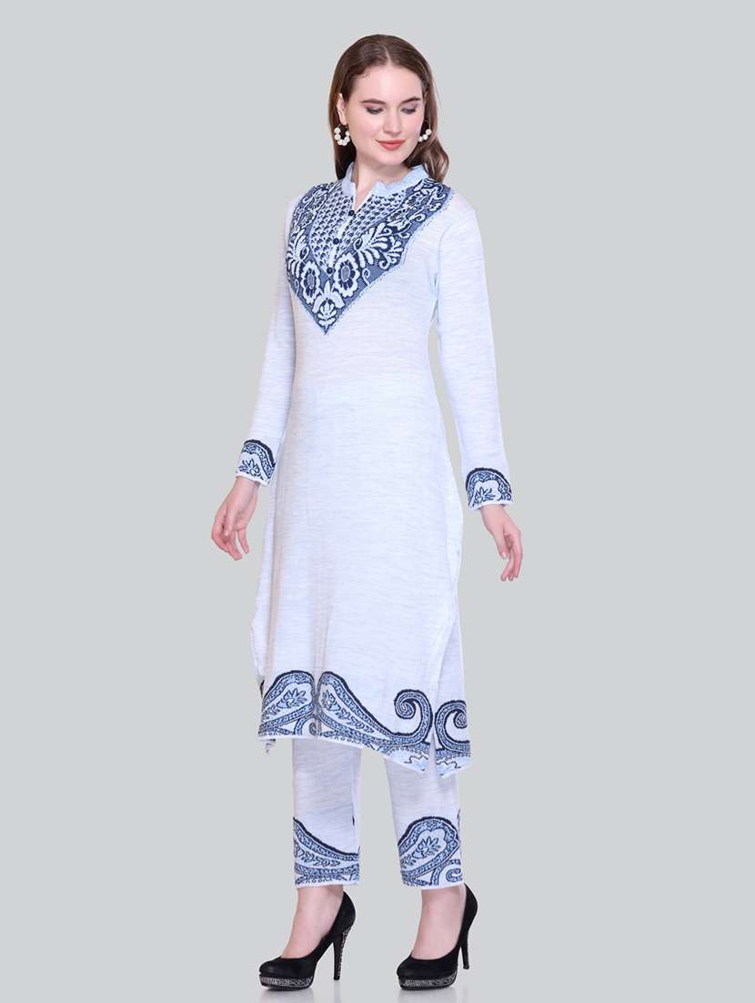 women self design long sleeve suit set - 21711920 - Standard Image - 4