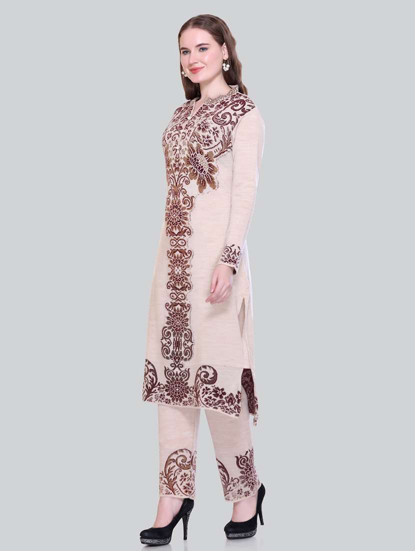 women self design long sleeve suit set - 21711922 - Standard Image - 4