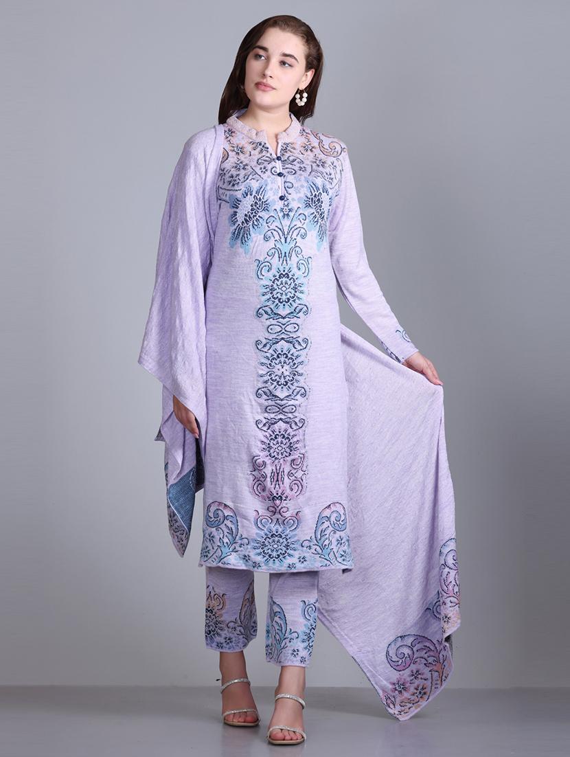 women self design long sleeve suit set - 21711923 - Standard Image - 1
