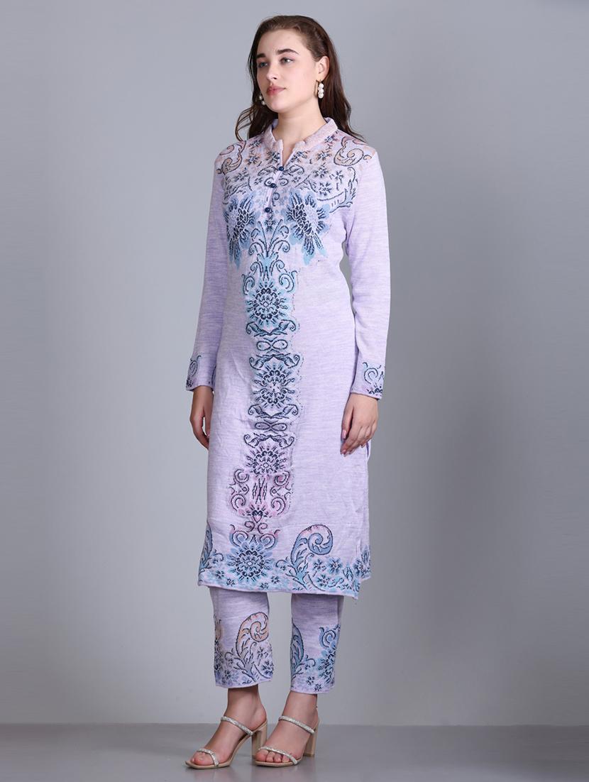 women self design long sleeve suit set - 21711923 - Standard Image - 4