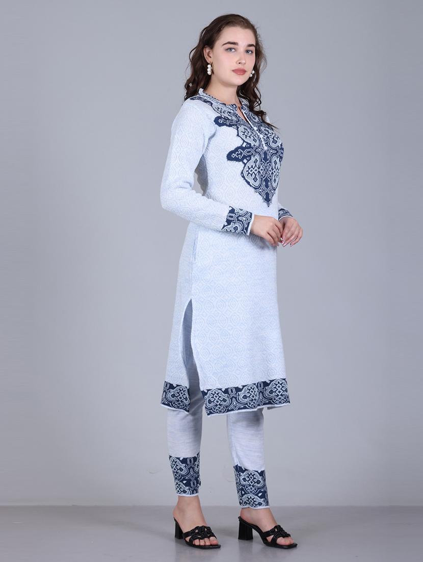 women self design long sleeve suit set - 21711924 - Standard Image - 4