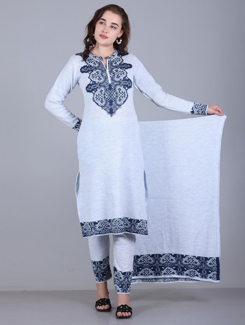 women self design long sleeve suit set - 21711924 - Standard Image - 6