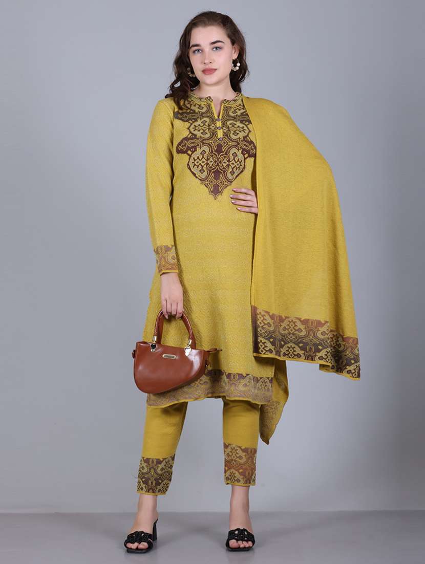 women self design long sleeve suit set - 21711925 - Standard Image - 1
