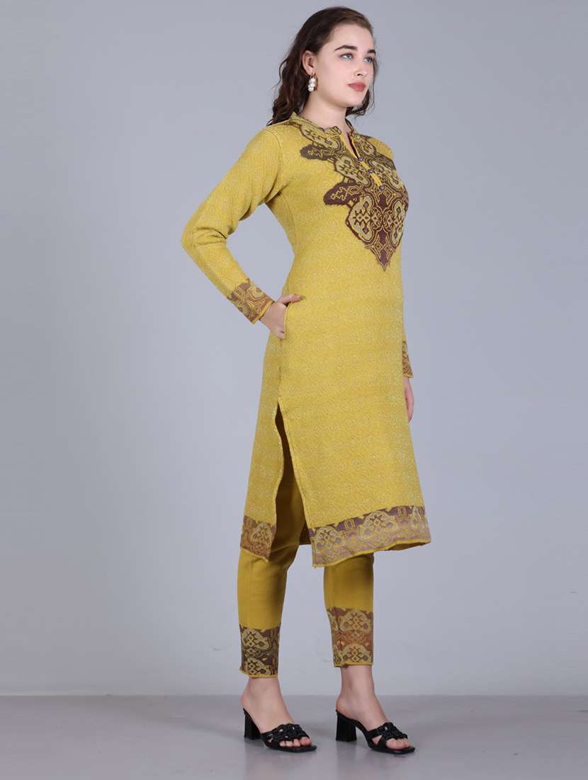 women self design long sleeve suit set - 21711925 - Standard Image - 4