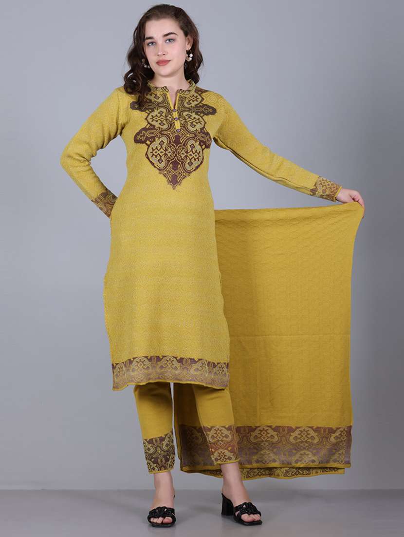 women self design long sleeve suit set - 21711925 - Standard Image - 6