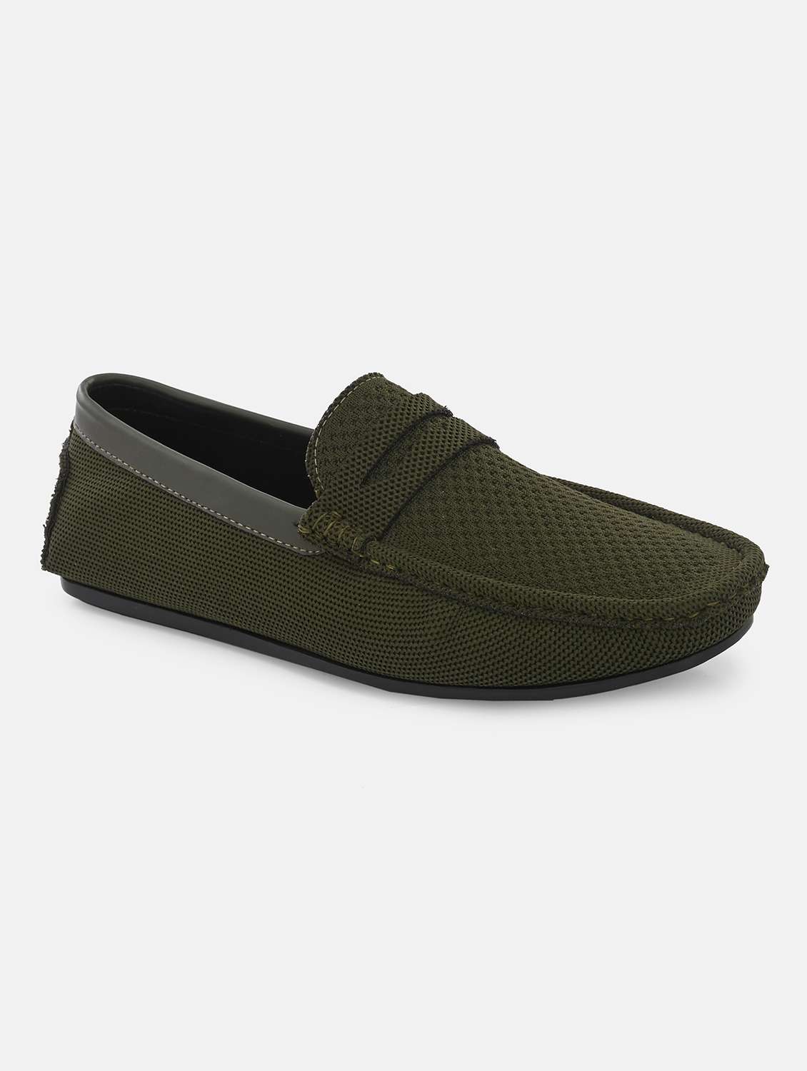 men olive slip on loafers