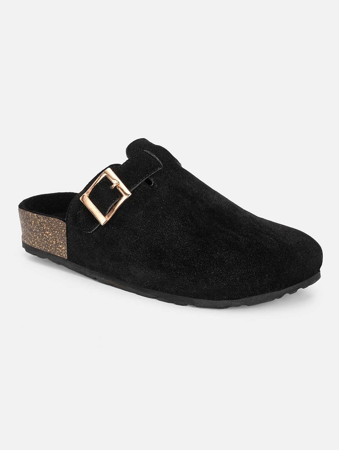 women solid slip on mules