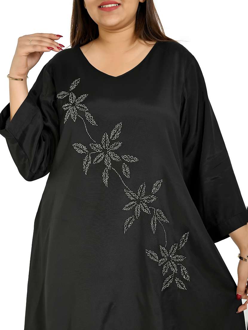 women black embellished v neck co-ords set - 21711978 -  Standard Image - 4