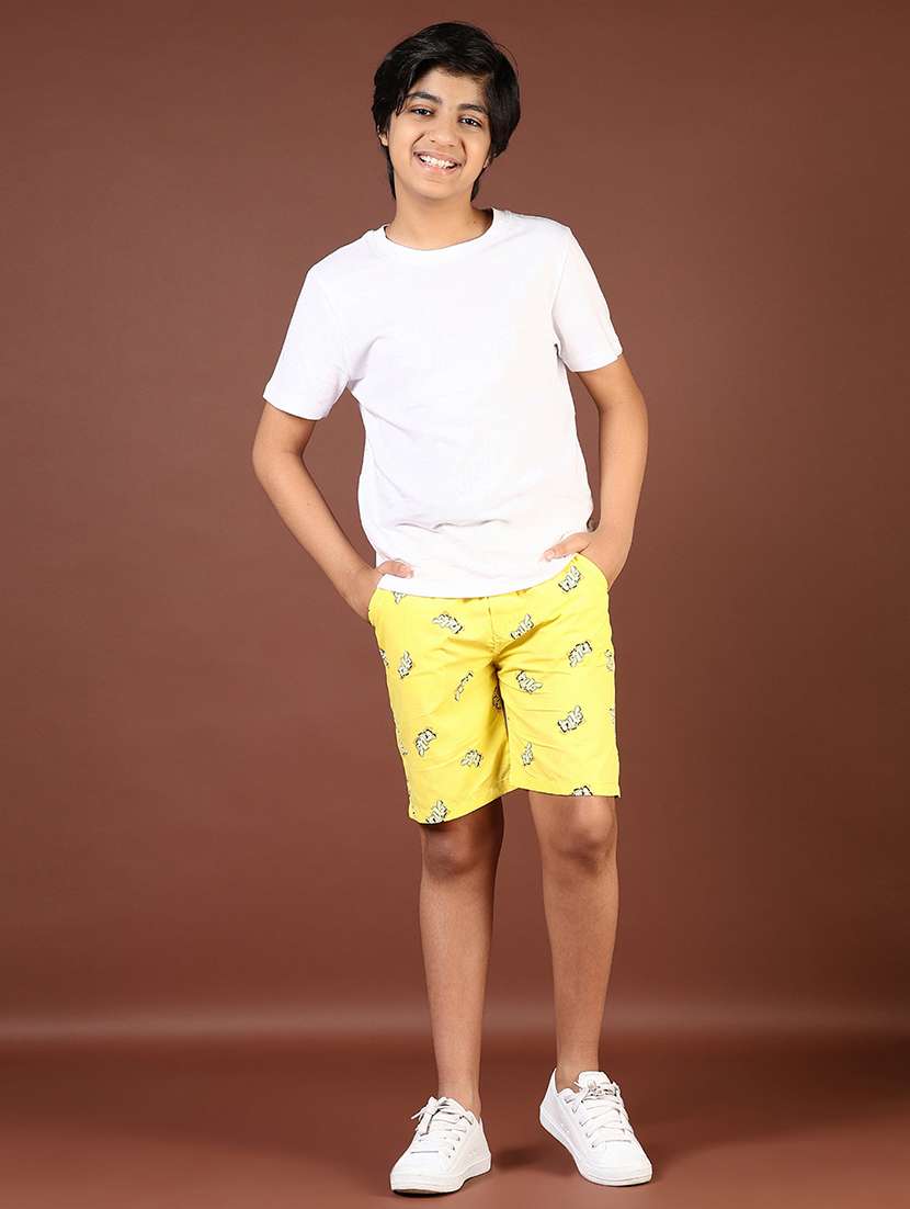 boys yellow printed mid rise shorts - 21711992 -  Standard Image - 4