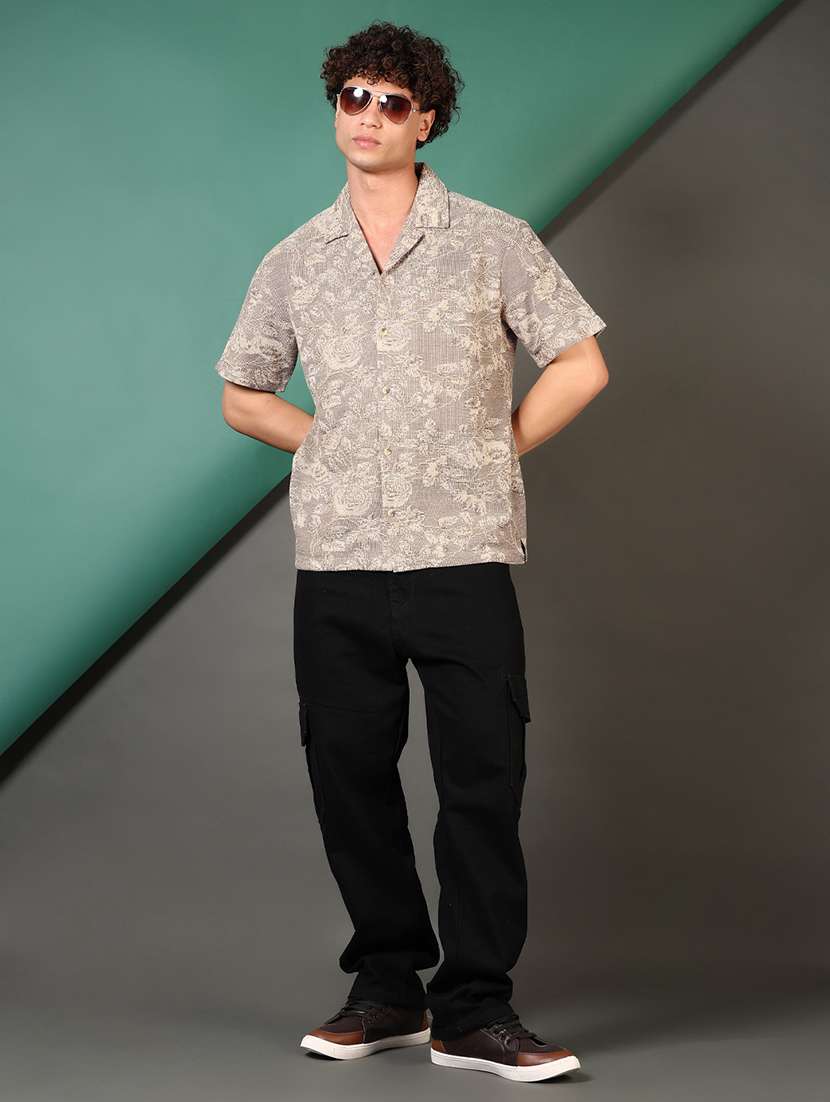 men printed cuban collared casual shirt - 21712000 -  Standard Image - 4